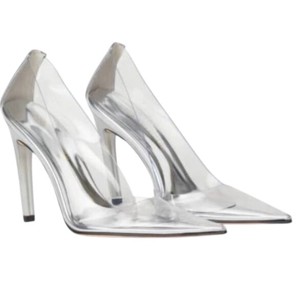 Good American Cinder-Rella Clear Pumps, Silver Toe, Size 11.5 - Picture 8 of 8